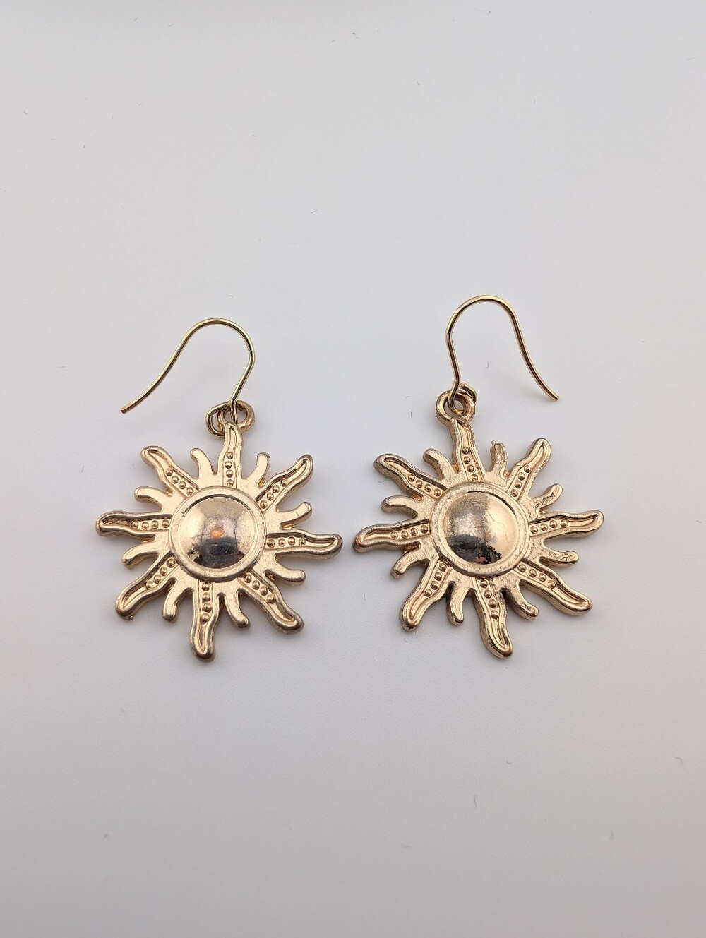 Vintage Gold Sun Earrings - Celestial Artisan Upcycled Jewelry - M001